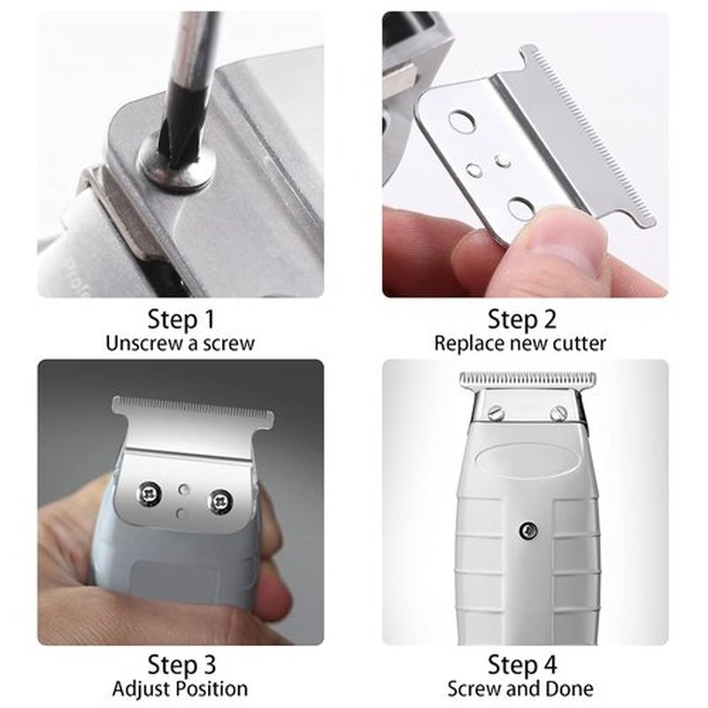 Andis T Outliner Blades - 2 Pack Silver Steel Replacement Blades for GTX Trimmer #04710 & #04521