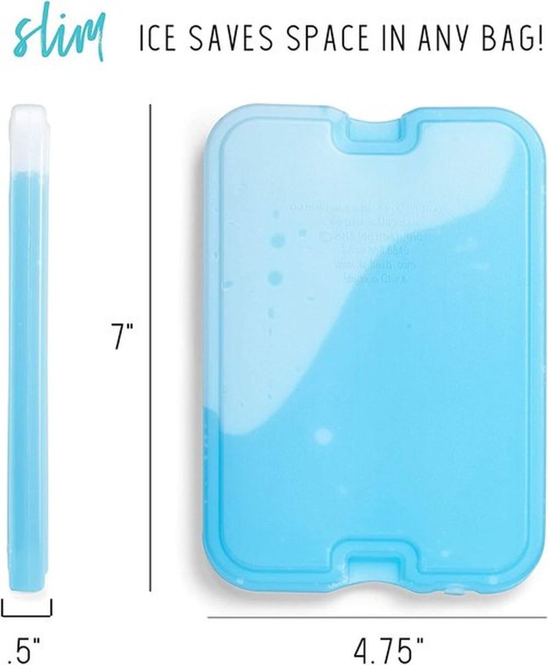 Cool Coolers by Fit & Fresh | 4 Pack XL Slim Ice Packs - Quick Freeze, Space-Saving Design, Blue