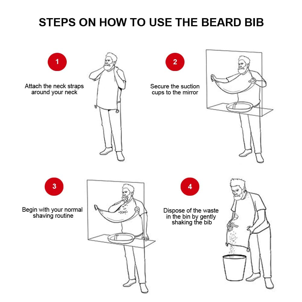 Mobi Lock Beard Shaving Catcher Bib - The Smart Way to Shave - Beard Trimming Apron & Shaving Cape - Perfect Grooming Gift or Men's Birthday Gift