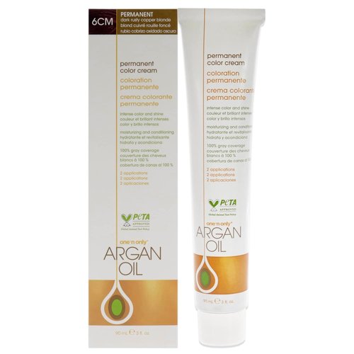 One N' Only Permanent Hair Color - Argan Oil Infused Dye for Rich, Accurate Tones - 6CM Dark Rusty Copper Blonde (3 oz)