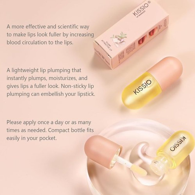 KISSIO Lip Plumper - Natural Hydrating Gloss for Fuller, Moisturized Lips | 5.5ml