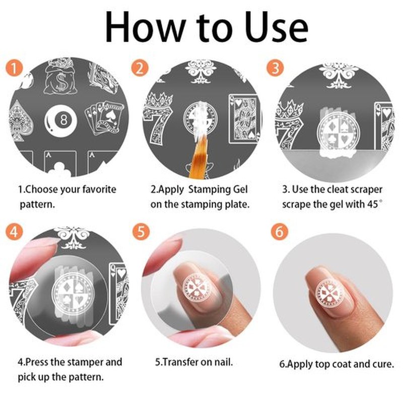 PH PandaHall 3pcs Poker Elements Nail Stamping Plates, Diamonds Clubs Nail Art Templates Textured Nail Art Stencil Stainless Steel Nail Image Plates for Women Nail Design Print Manicure Salon