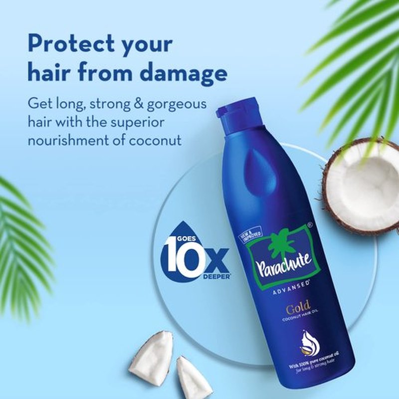 Parachute Advansed Gold Coconut Hair Oil with Vitamin E| Pure Coconut Oil| For Long, Strong & Nourished Hair| Indian Hair Oil | 13.5 Fl.oz.