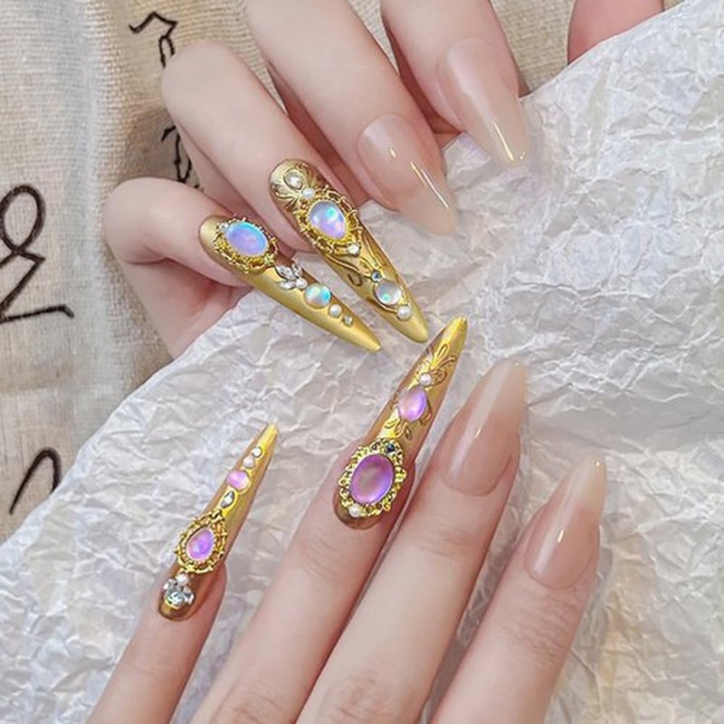 50Pcs Mix Shape Size Translucent Blue Tears Nail Rhinestones for Crafting Nail Charms and Gems 50Pcs Gold Frame Charms for Nails Design Circular Droplet Nail Crystals Nail Diamonds Nail Accessories