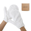 Manu&Pod Medium 3 Pairs Overnight Cotton Mitten Gloves for Dry Hands, Eczema & Psoriasis l Moisturizing Gloves for Women & Men l Wristband, White