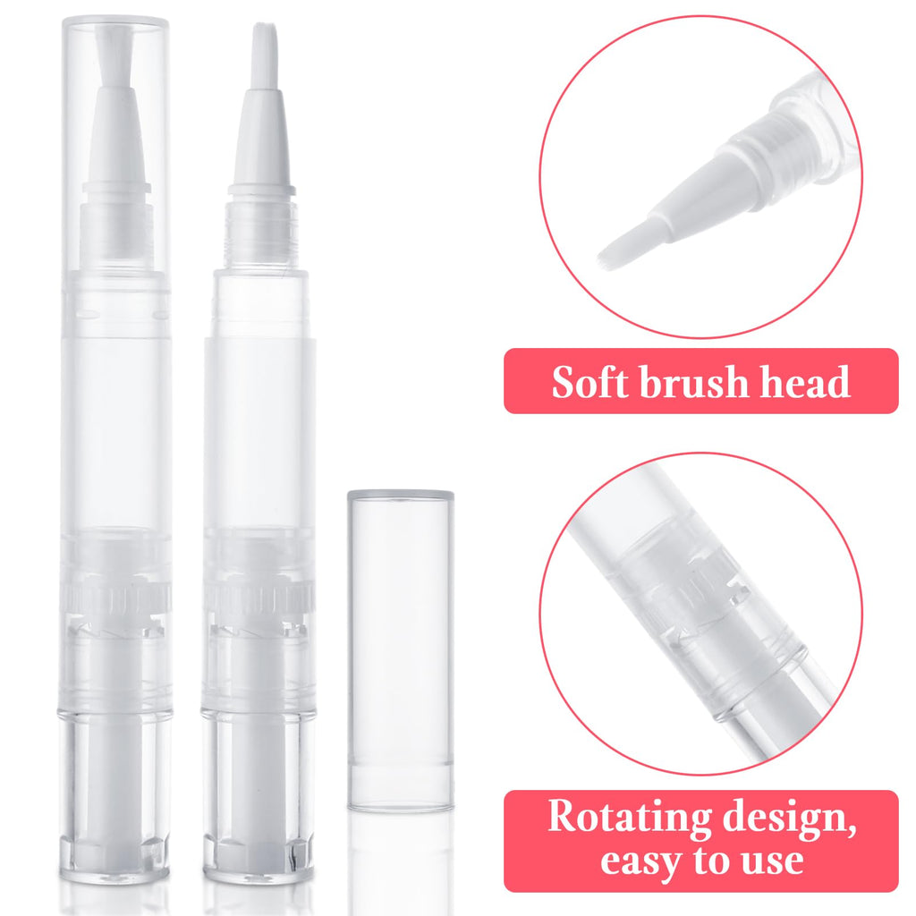 YOUNTHYE 50PCS 5ml Cuticle Oil Pen Empty Nail Oil Pen Refillable Cuticle Oil Pen Transparent Nail Oil Cuticle Pen Bulk Empty Nail Oil Pen with Brush Tip for Nail Polish, Lip Gloss, Eyelash