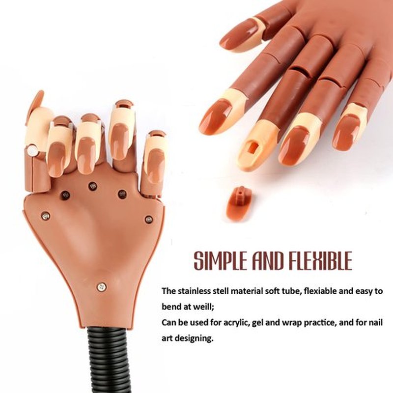 DASGIRL Practice Hand for Acrylic Nails, Flexible Nail Practice Hands Training Kits, Fake Mannequin Hands for Nails Practice, Movable Nail Mannequin Hand with 100PCS Nail Tips
