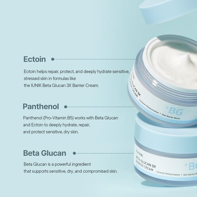 IUNIK Beta-Glucan Non-Sticky Deep Moisture Hydration 3x Barrier Cream Day&Night Moisturizer Quick Absorption Barrier Strengthening for Sensitive Dry Skin with Shea Butter Panthenol Korean Skincare