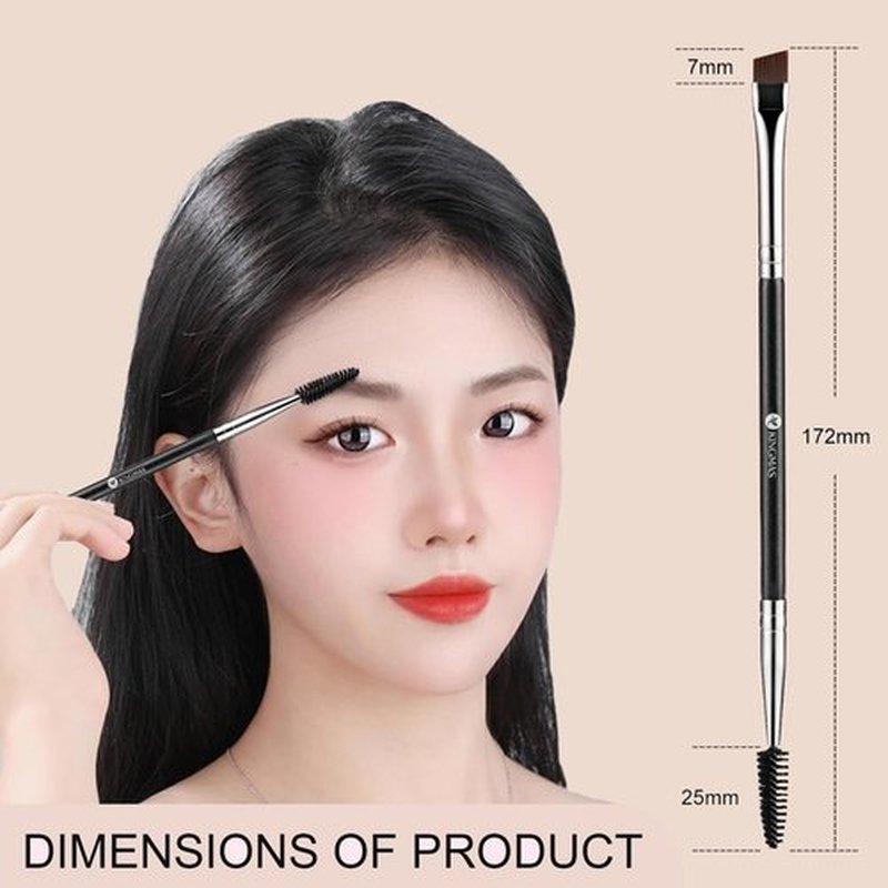 KINGMAS Eyebrow Brush - Professional Duo Angled Spoolie for Lining & Shaping Brows | Black