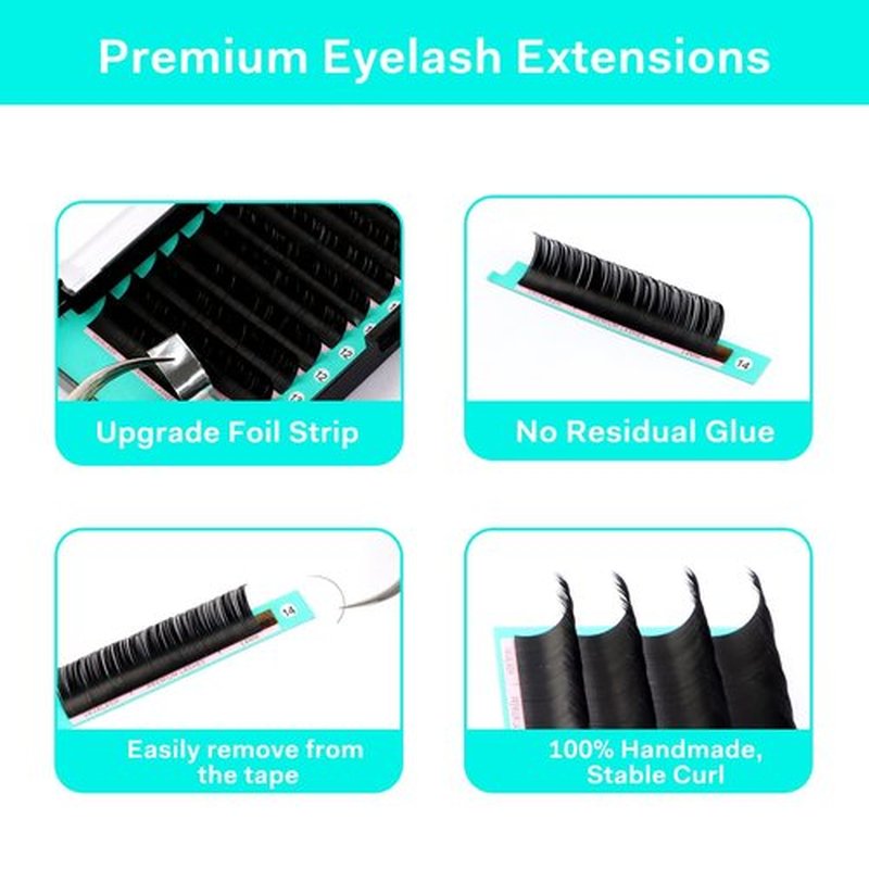 Eyelash Extensions 0.05 CC Curl 12mm Lash Extensions Supplies Individual Lashes Premium Silk Volume & Classic Lash Soft Matte Dark Professional Eyelashes Extension (0.05-CC-12mm)