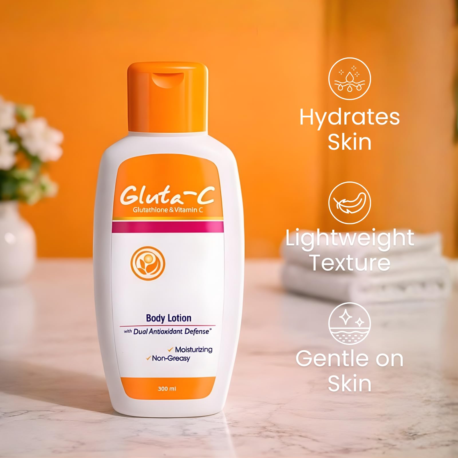Glutathione & Vitamin C Hydrating Body Lotion with Antioxidants for Skin Rejuvenation & Moisture Lock 300ml