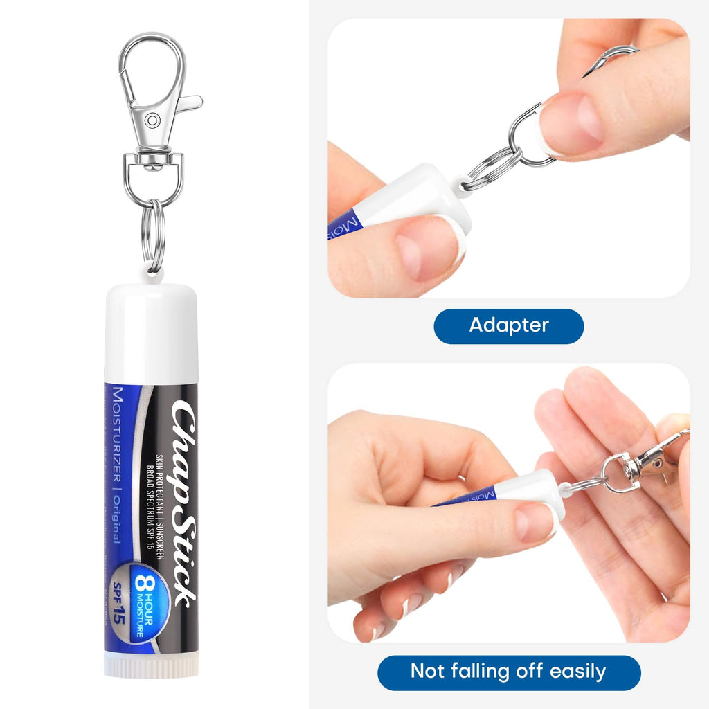 Rolitwils Chapstick Holder Keychain 2 Pcs - Lip Balm Holder for ChapStick Original 0.15oz - Lip Balm Holder with Secure Metal Keyring for Cute Women Gifts/Backpack Accessories