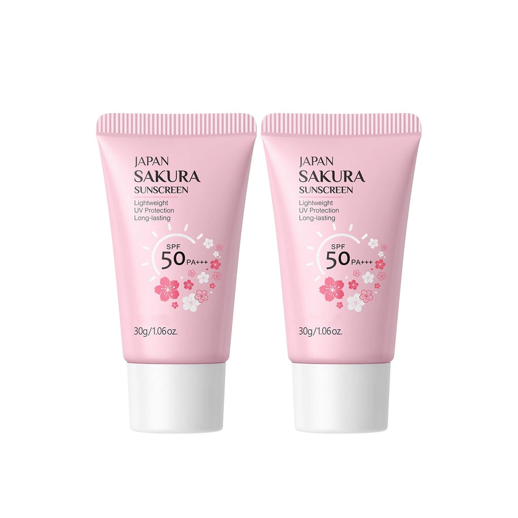 Hydrating Sunscreen SPF 50 – 2Packs Travel Size Lightweight Hydrating JAPANESE SAKURA Face & Body Sunscreen, Moisturizing Isolation Cream Non-Greasy, Fast-Absorbing, No White Cast, 1.06fl.oz ea