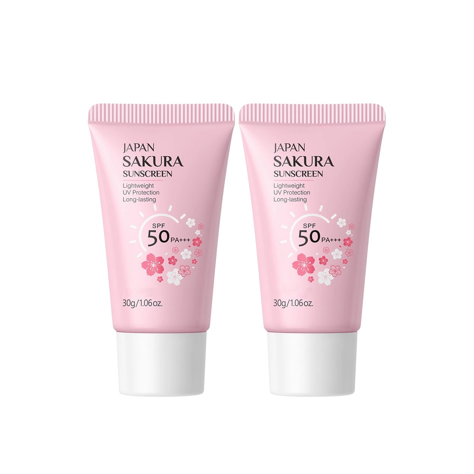 Hydrating Sunscreen SPF 50 – 2Packs Travel Size Lightweight Hydrating JAPANESE SAKURA Face & Body Sunscreen, Moisturizing Isolation Cream Non-Greasy, Fast-Absorbing, No White Cast, 1.06fl.oz ea