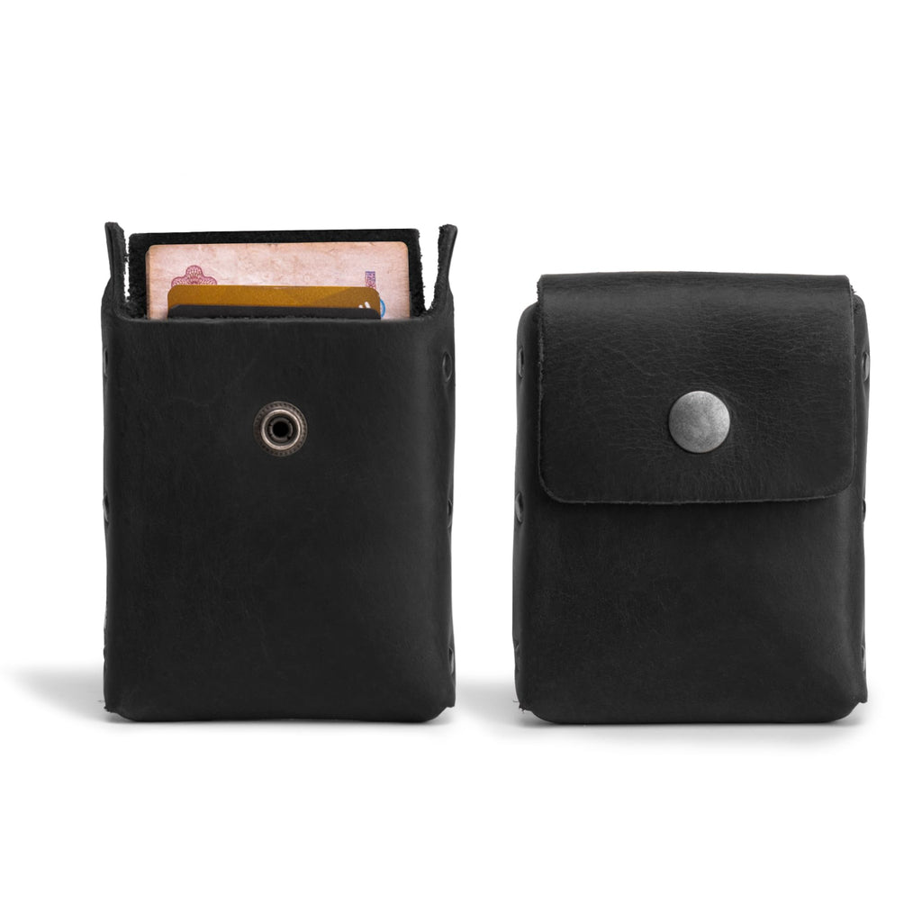 Hide & Drink, Waist Wallet, Holds Up to 20 Cards, Folded Bills & Coins, Charging Cables, Full Grain Leather, Handmade (Charcoal Black)