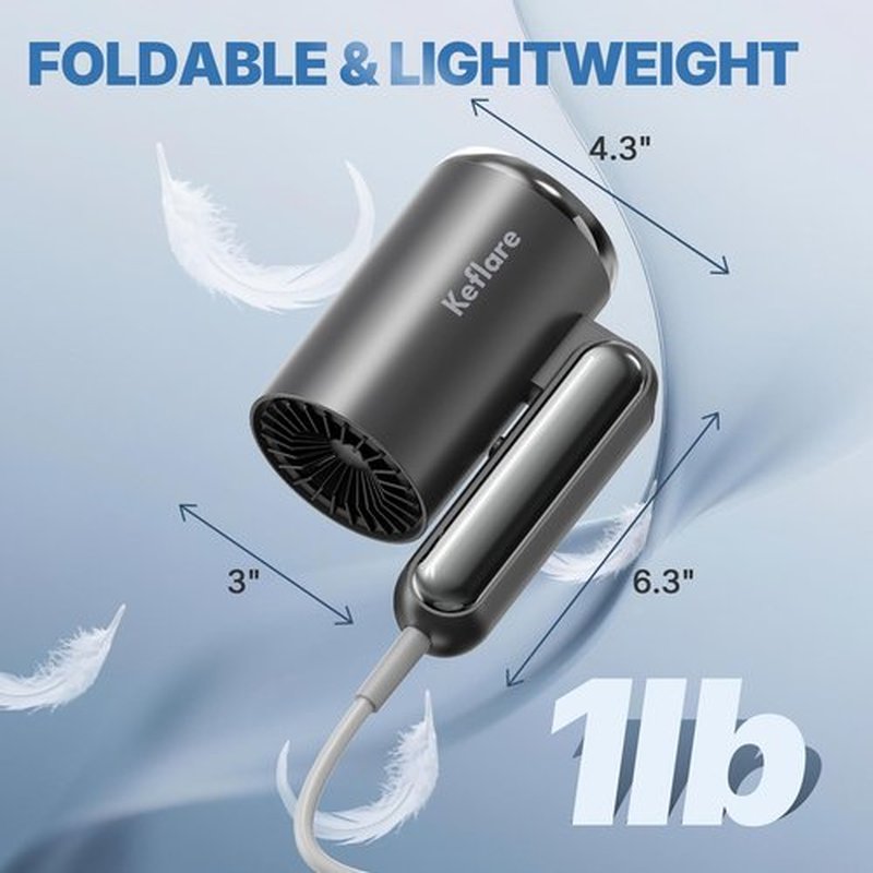 Keflare Hair Dryer 1800W Ionic Fast-Drying with Diffuser & Concentrator Nozzle for Curly Hair, Mini Blow Dryer with Compact Design, Foldable, Lightweight, Portable for Home & Travel
