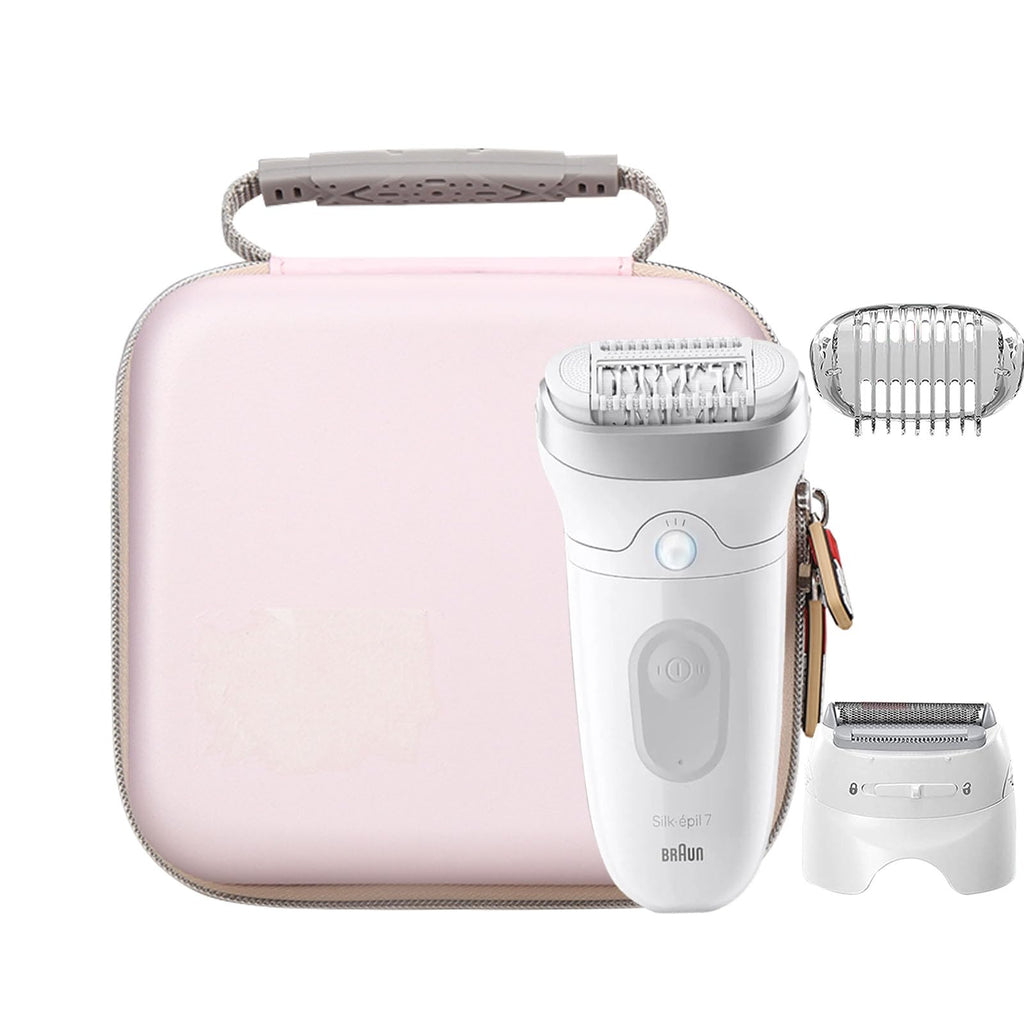 FBLFOBELI EVA Hard Case Compatible with Braun Silk-épil 7 SE7-041/SE7-141/Silk-épil 5 5-620/5 SE5-230/Silk-épil 9 9-890/9 9-880/9 9-720 Epilator Facial Hair Removal (Rose Gold)