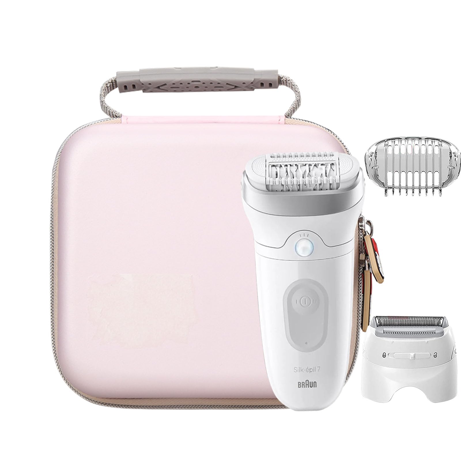 FBLFOBELI EVA Hard Case Compatible with Braun Silk-épil 7 SE7-041/SE7-141/Silk-épil 5 5-620/5 SE5-230/Silk-épil 9 9-890/9 9-880/9 9-720 Epilator Facial Hair Removal (Rose Gold)