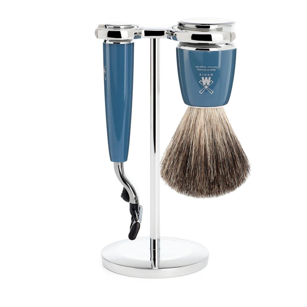MÜHLE RYTMO 3-Piece Pure Badger 3-Blade Razor Modern Luxury Wet Shaving Set - Perfect for Every Day Use, Barbershop Quality Close Smooth Shave