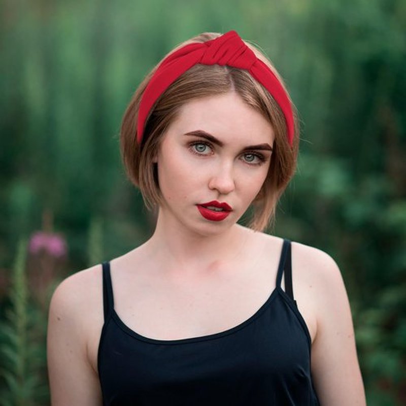 Ondder Red Top Knot Headbands - Wide Knotted Non-Slip Fashion Headbands for Women and Girls, Cloth Hair Bands