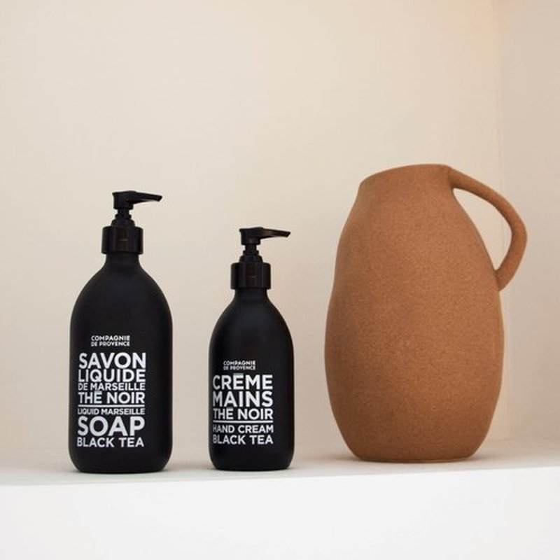 Compagnie de Provence Luxury Hand Cream - Black Tea Scent - 10 Fl Oz Glass Pump Bottle