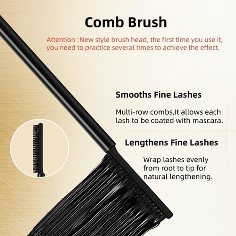 Regine Switzerland Waterproof Mascara - Black, No Clumping, Long-Lasting Volume & Length, Comb Brush