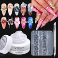 SUTOKAKA Solid Builder Nail Gel, 3D Sculpting Gel Non-Stick Hand Carving Glue Extension with Flower Silicone Mold, Sculpture Pen for Carving Patterns Decoration Nail Art Salon Home DIY