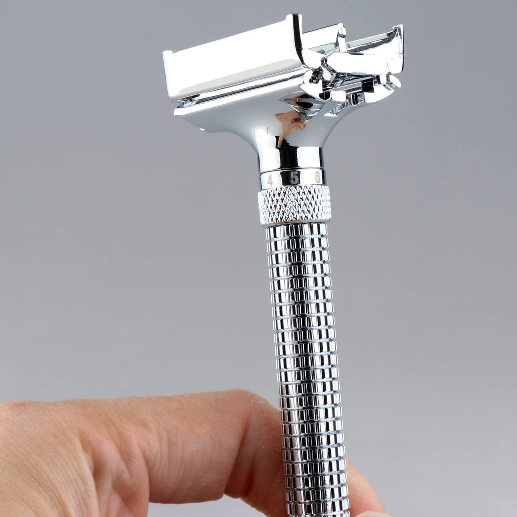 WEISHI Safety Razor Adjustable Butterfly Open Double Edge Chrome