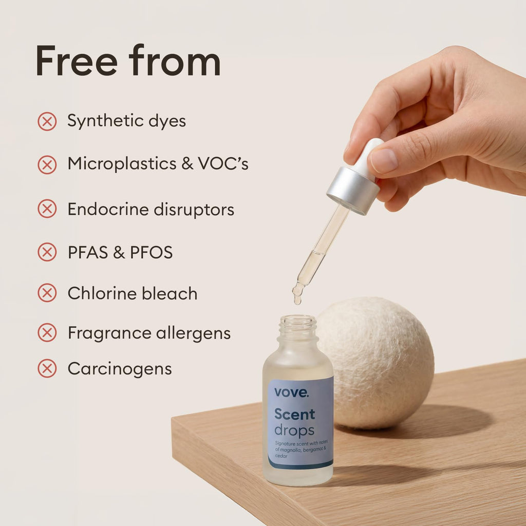 Vove Signature Scent Drops, Magnolia Bergamot Cedar - Laundry Fragrance Oil with Glass Dropper, Scent Booster, Pairs with Dryer Balls, Hypoallergenic, Biodegradable Musk, FSC-Certified Packaging
