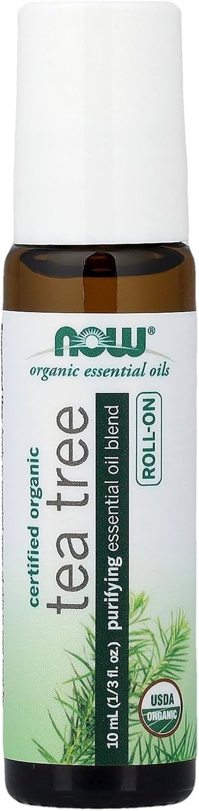 NOW Foods Tea Tree Essential Oil Roll-On - Certified Organic Purifying Blend, 10 mL for Topical Aromatherapy
