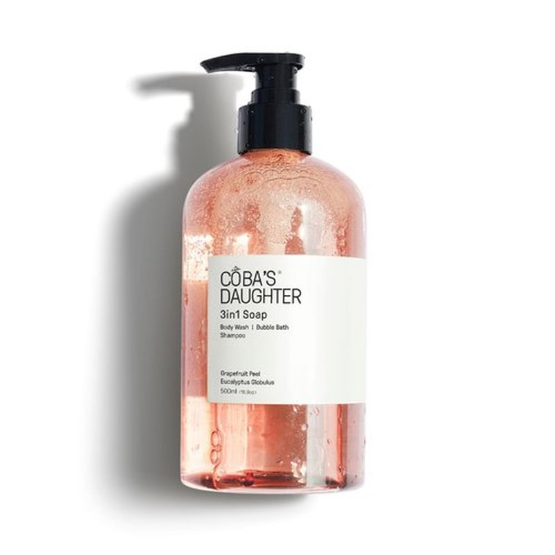 COBA'S DAUGHTER 3in1 Soap | Bubble Bath, Body Wash & Hand Wash | Aromatherapy-Infused with Grapefruit Peel & Eucalyptus Globulus | Inulin & Seaweed Extract to Hydrate & Soften Skin (16.9 Oz)