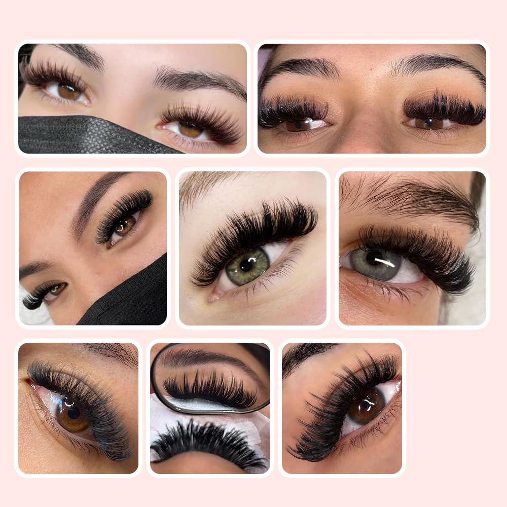NATUHANA Classic Volume Eyelash Extension 0.05mm D Curl 8-15mm Single Length Tray Black Soft Individual Lashes 16 Rows, Professional Supplies for Lash Techs(0.05 D, 8-15 Mix)