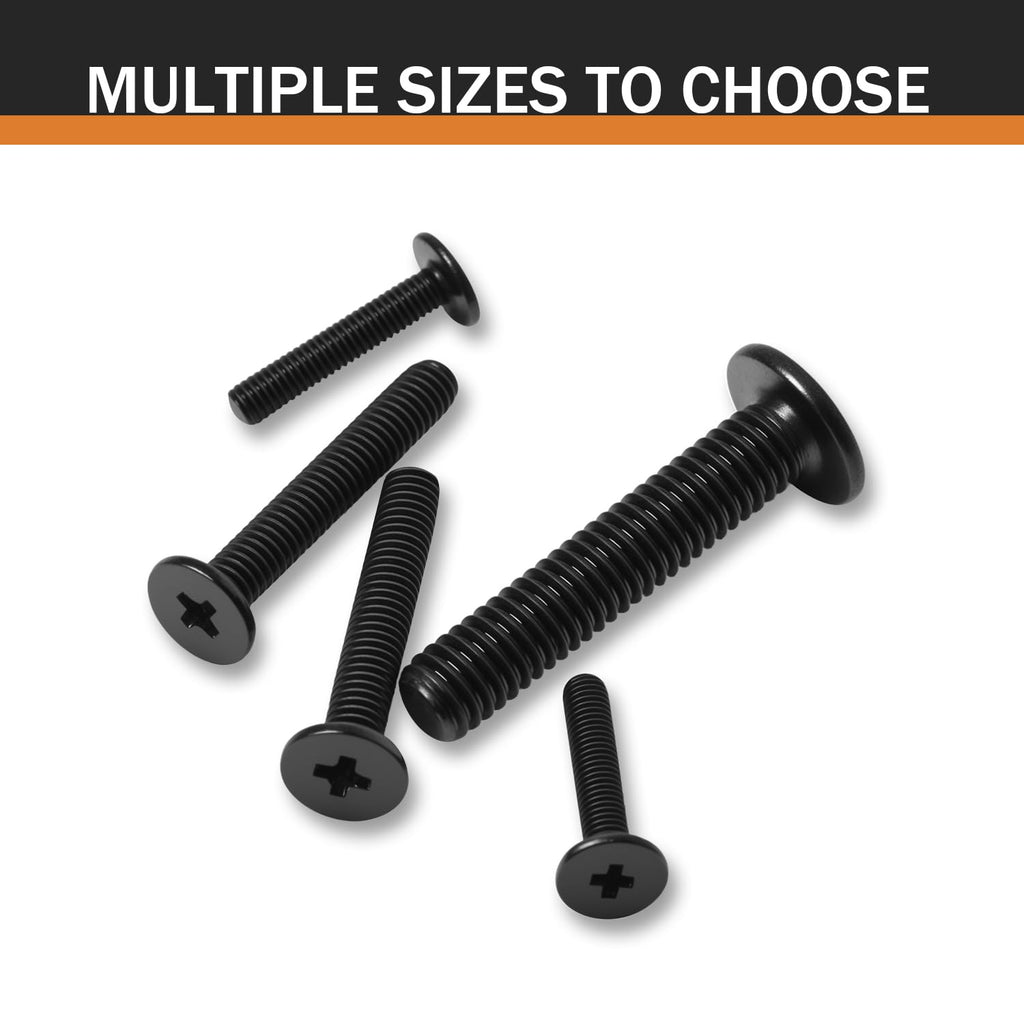 M4-0.7 x 6mm 50Pcs Flat Round Head Machine Screws, Black Oxide 304 Stainless Steel Phillips Cross Drive Screws Hardware Fastener