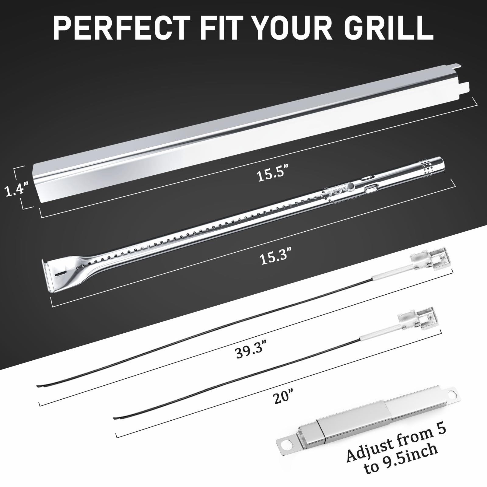 Grill Replacement Parts for Charbroil Performance 5 Burner 463448021 463450022 463451022, 4 Burner 463365021 463352521, Charbroil Grill Parts Include Heat Plate,Burner, Igniter,Crossover Tube
