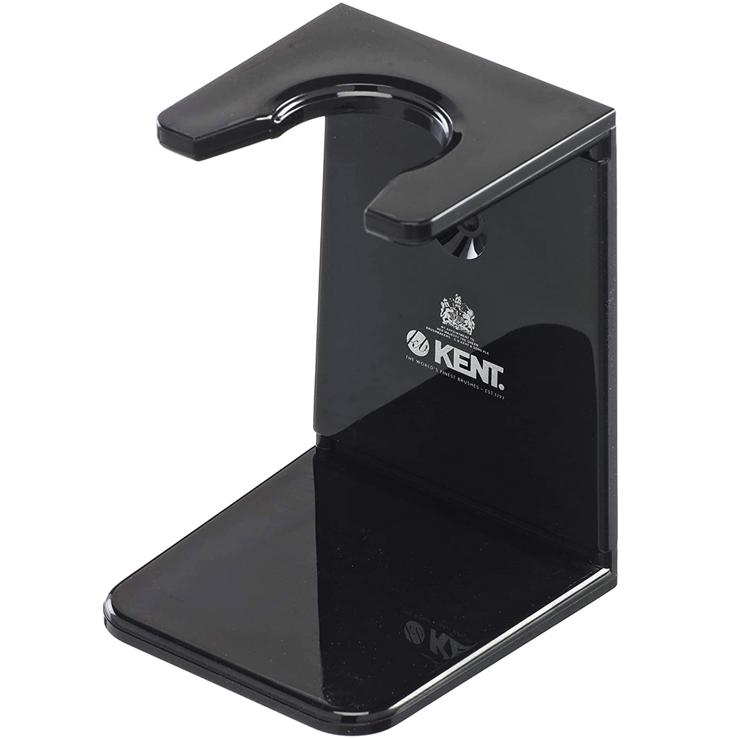 KENT VSB1 Small Black Plastic Shaving Brush Stand for Self Adhesive Hang Drying Shave Brush. Essential Part of Any Mens Shaving Kit, Shaving Brush Holder Extends Natural Bristle Shaving Brushes Life