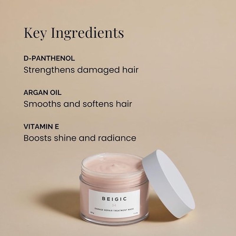 BEIGIC Damage Repair Treatment Mask - Vegan Deep Conditioning Hair Mask with Argan Oil & Vitamin E (7.1 fl oz)