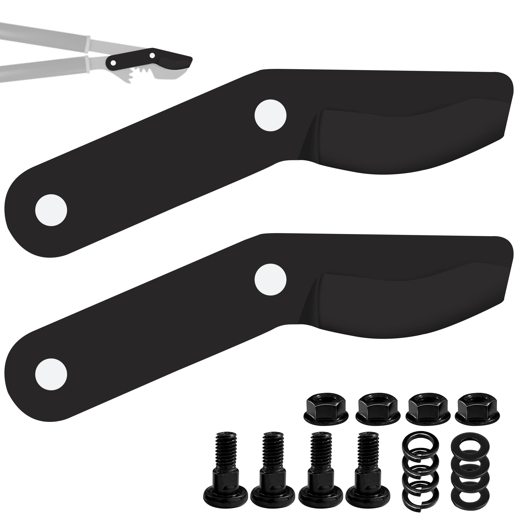 Aussio (2-Pack) Alloy Steel Lopper Replacement Blades with Screws Compatible with Garden Loppers – Heavy-Duty Large Pruner Blades for Tree Trimming, Branch Cutting and Gardening Tools – Black