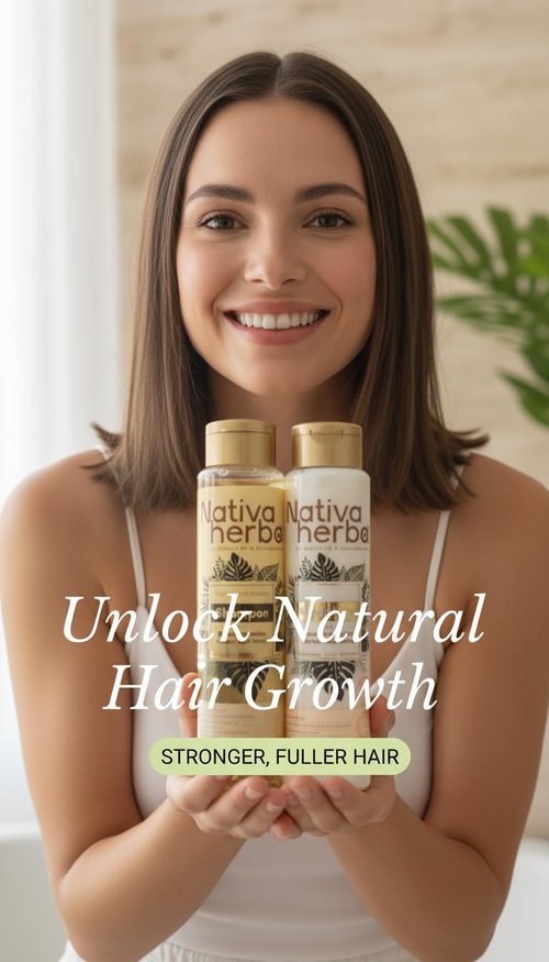 Nativa Herbal Rosemary and Onion Shampoo & Conditioner – Hair Growth and Anti Hair Loss Set, Organic 18.5 fl oz Each, Strengthens Roots, Restores Shine, Paraben Free Natural Hair Care