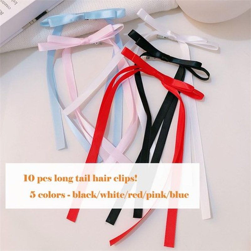 SALOCY 18 PCS Hair Accessories Set - Bowknot Clips with Long Tassels, Satin Ribbon Claws for Girls and Women's Hair Design