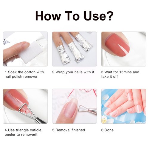 500 Packs Nail Foil Wraps Remover, Aluminium Foil Nail Remover with Pre-attached Lint-Free Cotton Pads, Quickly & Easily Gel Nail Polish Remover Foil Wraps, Nail Art Cleaner for Women