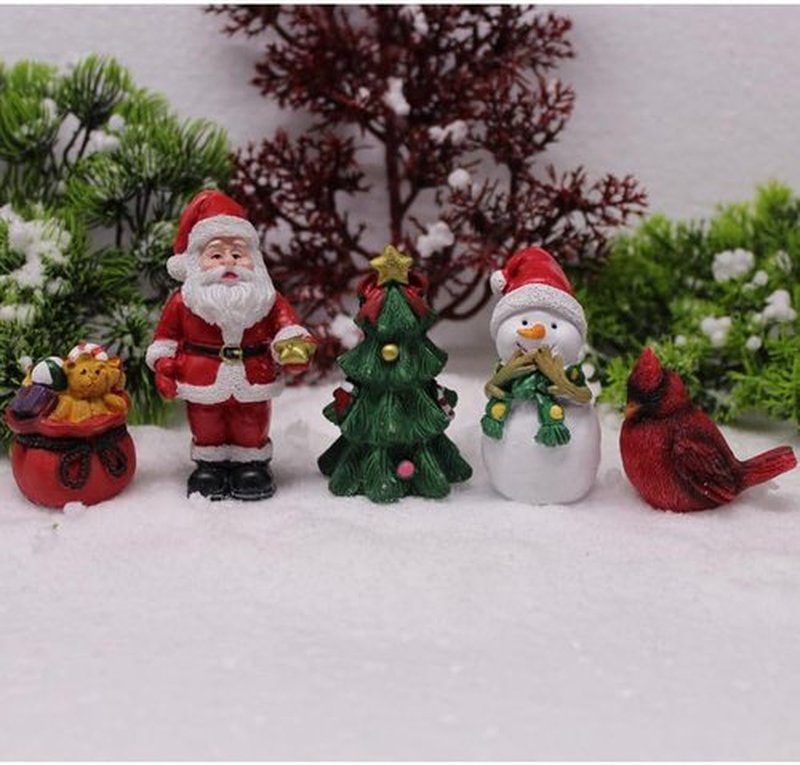 Skiennix Christmas Miniature Figurines - Small Resin Santa Claus Ornaments for Holiday Decor | Winter Party Favors