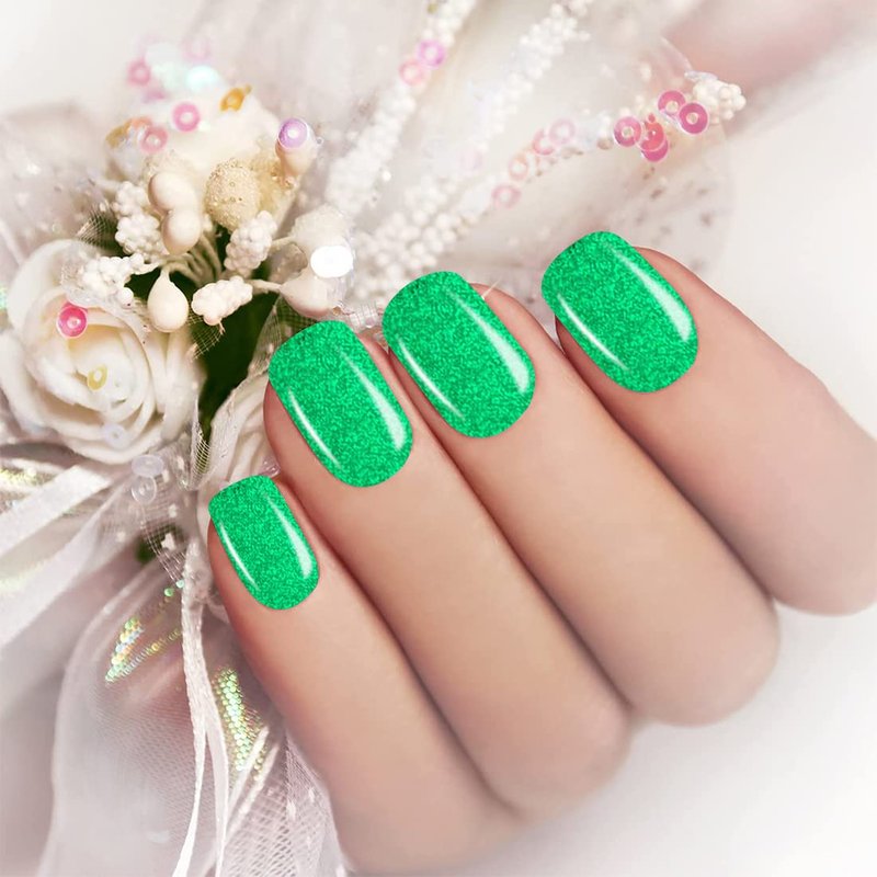 XEAOHESY 12 Sheets Luminous Solid Color Nail Polish Strips Self-Adhesive Glow in Dark Gel Nail Strips Fluorescent Bright Color Nail Stickers Full Wraps for Women