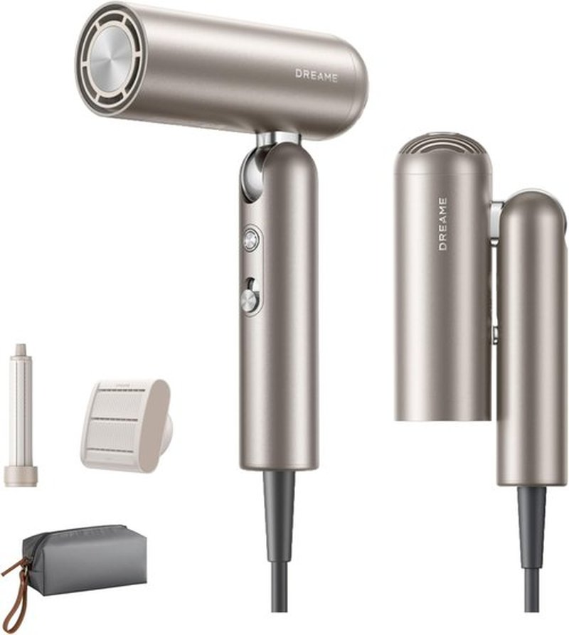 Dreame Pocket Hair Dryer - Ultra Lightweight & Portable Blow Dryer with Fast Drying, 2 Attachments | Low Noise, 300M Negative Ions