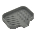 MicoYang Silicone Soap Dish with Drain Spout, Self-Draining Sink Organizer Tray for Bathroom and Kitchen, Sponges, Dispensers and Soap Holder, Non-Slip and Dishwasher Safe, Grey (Compact, 4.9"×3.2")