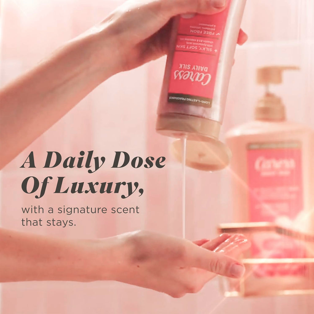 Caress Body Wash, Daily Silk Full-Size + Travel-Size – Bath & Shower Essentials for Soft, Silky Skin, Iconic White Peach & Orange Blossom Scent
