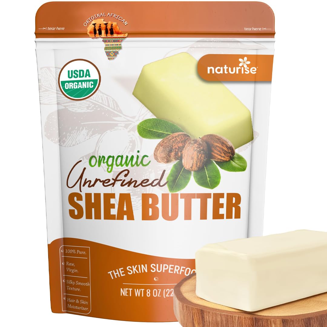 Naturise - African Shea Butter Raw Organic, Pure Shea Butter Raw Organic for Skin and Hair, Shea African Butter Skin Moisturizer, Raw Shea Butter Without Artificial Fillers & GMOs, 8 oz