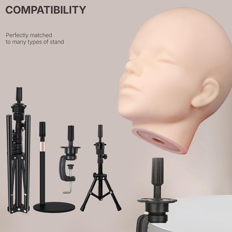 Mannequin Head for Wig Making,Styling and Display,Pro Practice Training Head for Make Up and Lash Extention,Cosmetology Face Head,2-in-1 Multifunctional Wig Head (Beige,22 Inch)
