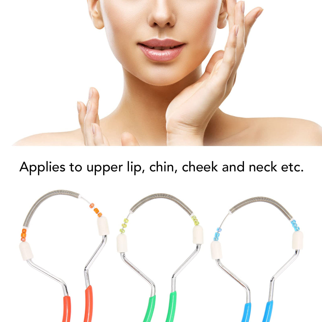 Spring Facials Hair Remover, 3pcs Manual Epilator for Women, Facials Hair Remover Epilator Depilatory Spring Face Threading Tool for Upper Lip, Chin, Cheeks and Neck