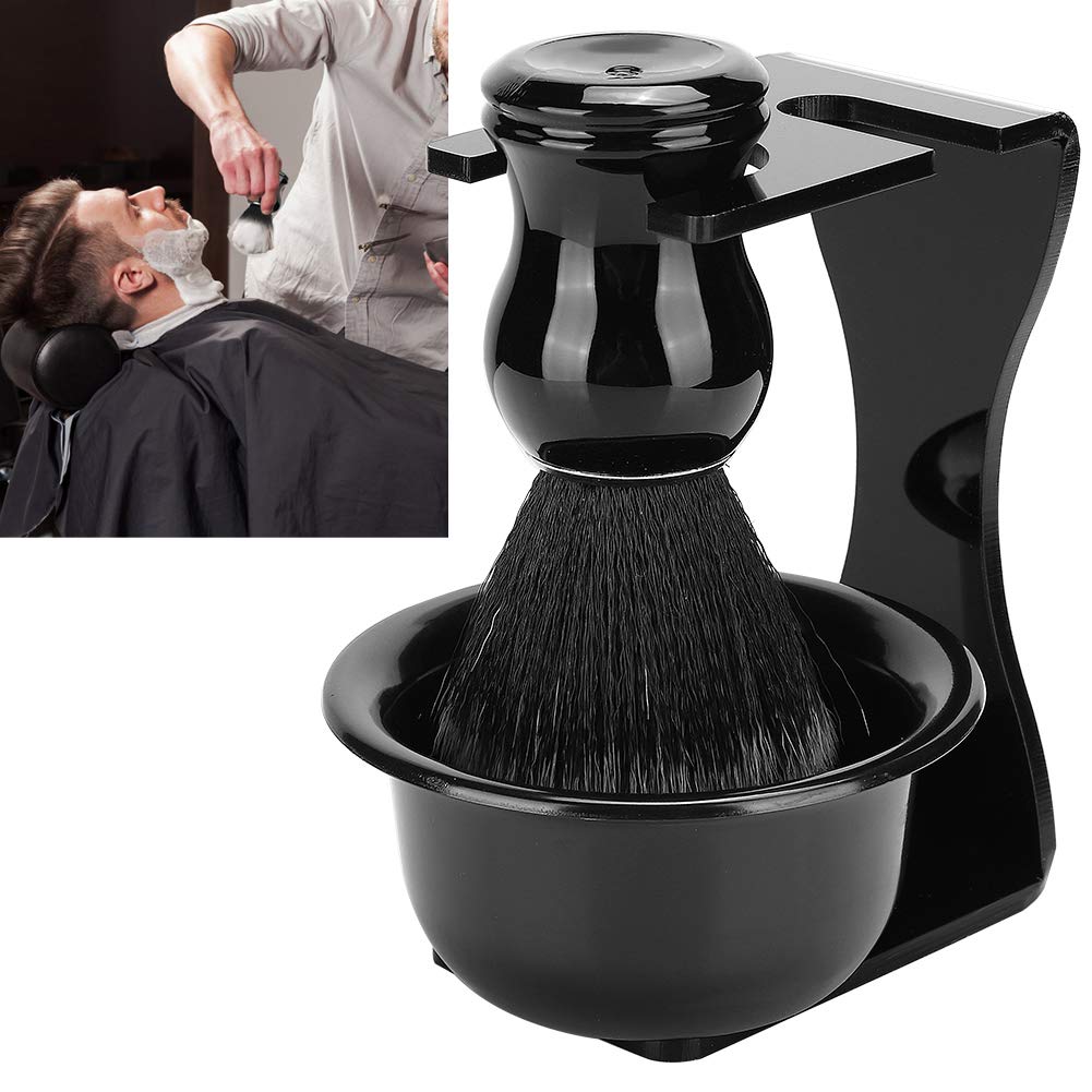 Men's Shaving Brush Set, 3 in 1 Kit with Hair Shaving Brush Soap Bowl Acrylic Holder Stand Home Barber Gift