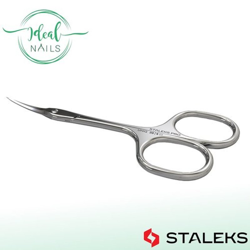 Staleks Asymmetric UNIQ 30 Type 4 Cuticle Scissors – Asymmetric Rings with Right-Lowered Handle